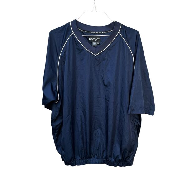 Footjoy Short Sleeve Wind Shirt Mens XXL Navy Blue Golf Athletic Zip Pockets - Picture 1 of 14